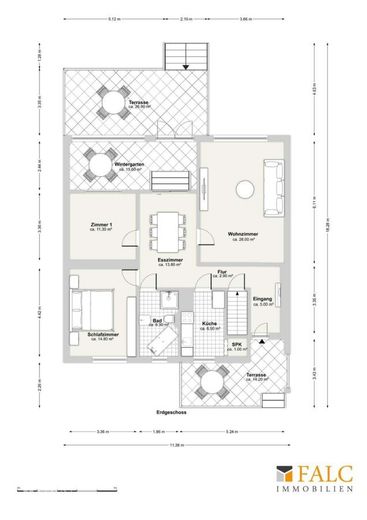 ***Viel Platz für Ihre Wohnideen - Doppelhaushälfte mit Wintergarten und großem Grundstück*** – Grundriss Erdgeschoss_Böken