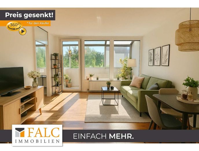 Helle 2-Zimmer-Wohnung mit großzügigem Wintergarten in Augsburg-Lechhausen – Einrichtungsbeispiel Wohnzimmer