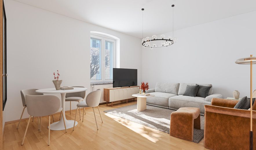 Provisionsfrei: 3-Zimmer-Balkonwohnung im Hochparterre eines kernsanierten 4-FH, Weimar Nordvorstadt – Großzügig Wohnen & Essen (CGI)