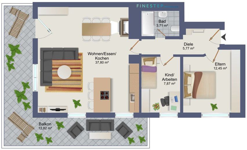 Einzigartiger Bergblick - sanierte 3-Zimmer Wohnung in den Chiemgauer Alpen – GRUNDRISS