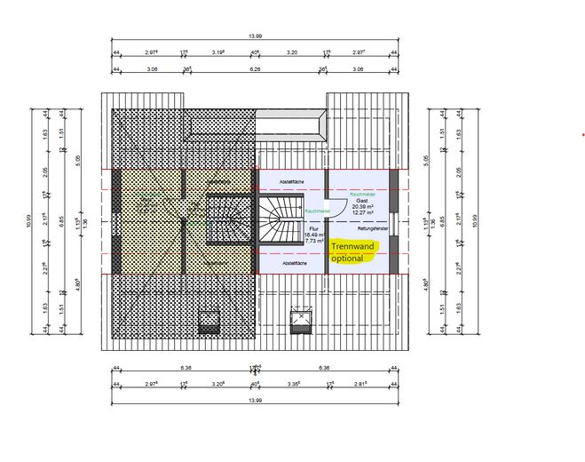 Moderne Neubau-Doppelhaushälfte – Grundriss Spitzboden