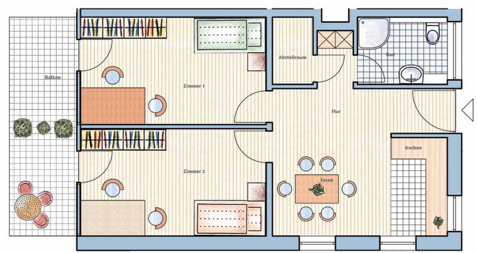 Stilvolle 2,5-Zimmer-Wohnung in Freiburg-Haslach mit Balkon & TG-Stellplatz (WG-geeignet) – Wohnung 1.OG