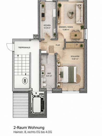 Abitare con ASCENSORE Appartamento ristrutturato di 2 locali con ampio balcone/doccia moderna/cucina integrata/accesso senza barriere – Grundriss