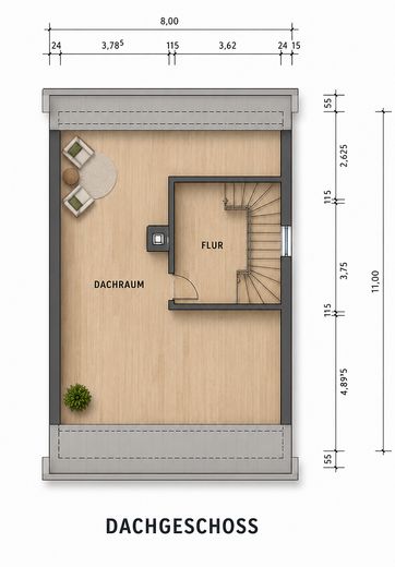 Hochwertig sanierte Doppelhaushälfte mit Hydropool & Wintergarten – ruhige, grüne Lage am Hochfeld – Grundriss Dachgeschoss