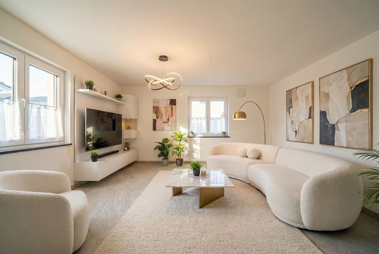 große Gartenwohnung in sonnier S/W Lage NB Erstbezug – Wohnzimmer