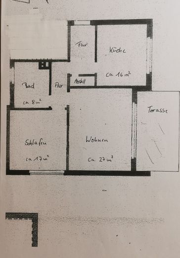 Modernisierte, barrierefreie 2 Zi. Stadtwohnung mit Garten und Südterrasse – Grundriss