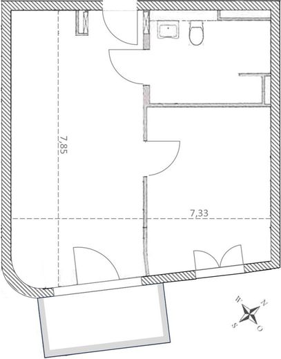 Erstbezug 2-Zimmer-Wohnung an der Rheinpromenade im Mainzer Zollhafen – Grundriss