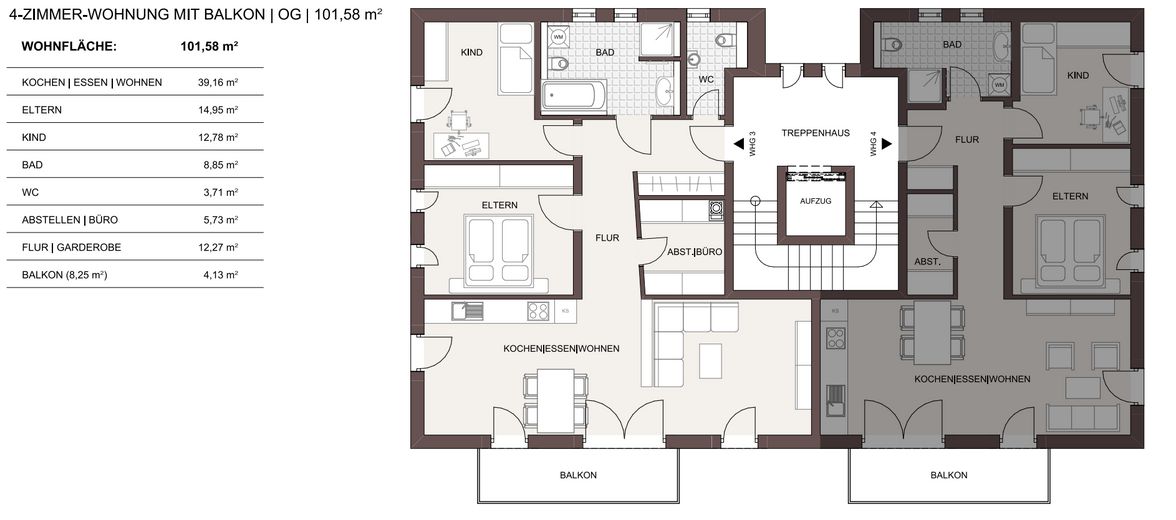 Wunderschöne 3,5-Zimmer-OG-Neubauwohnung in Randlage in Heldenstein – Grundriss