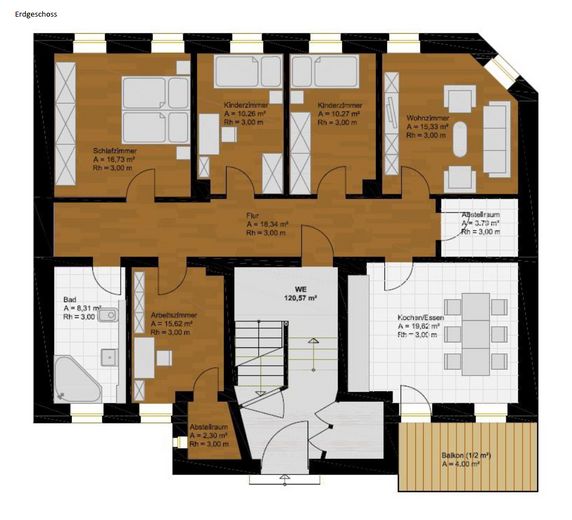Provisionsfrei - Modernisiertes MFH mit 5-Zimmer-Wohnungen & Bauland extra – EG (Beispiel)