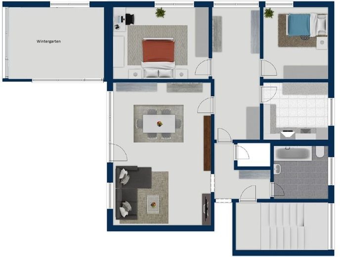 Apartment building in an excellent location with conservatory, 4 garages + building plot for 4 apartments – Grundriss EG rechts