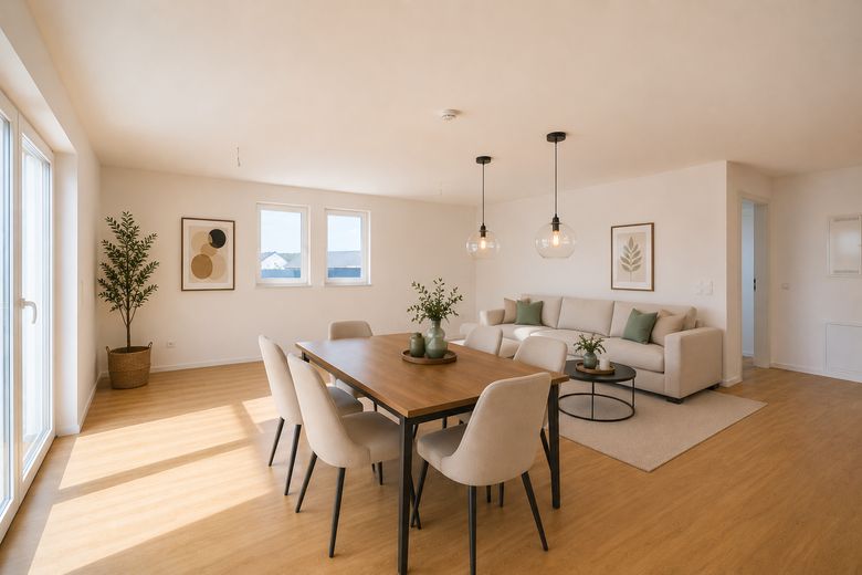 W8 Obergeschoss | 3 Zimmer | 87,36 qm in Krumbach (W8) – Virtuell möbliert