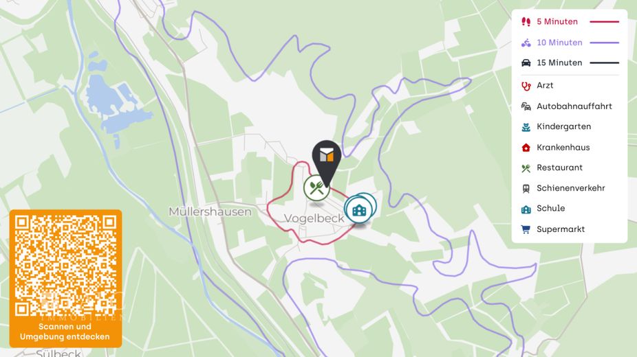 ***Vogelbeck - 2 Zimmer Erdgeschosswohnung mit Einbauküche, Gartennutzung und Keller*** – Lageplan