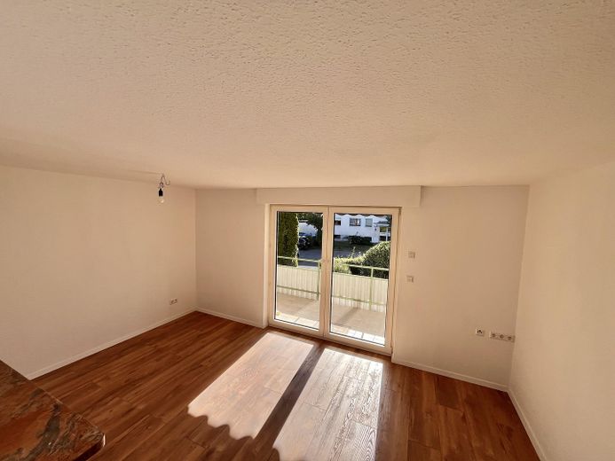Rénovée en profondeur et prête à emménager : appartement moderne de 3 pièces en rez-de-chaussée à Hechingen | 61,5 m² – Wohnzimmer / Balkon