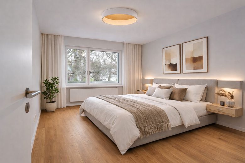 Wannsee · Erstbezug nach Kernsanierung · 3-Zi-Wohnung mit Süd-West-Balkon im Grünen · provisionsfrei – Schlafzimmer (Visu)