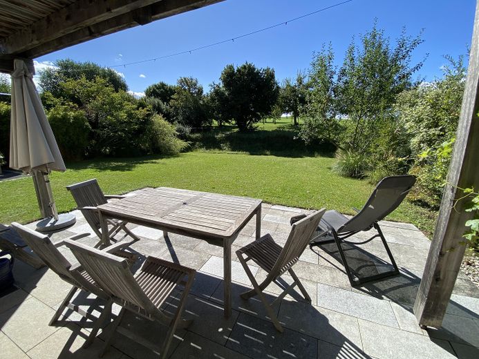 Splendida casa bifamiliare con vista libera fino alle Prealpi   *senza commissioni* – Terrasse Blick nach Südost