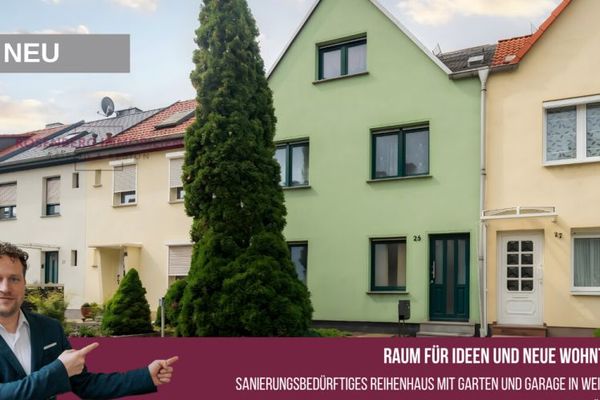 Provisionsfrei für Käufer: 
Ausbaufähiges Reihenhaus mit Garten, 
Garage & Potenzial in Weißenfels