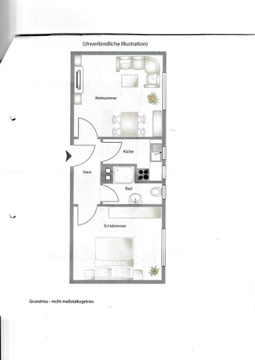 2-Zimmer Wohnung in begehrter Wohnlage – Grundrissplan