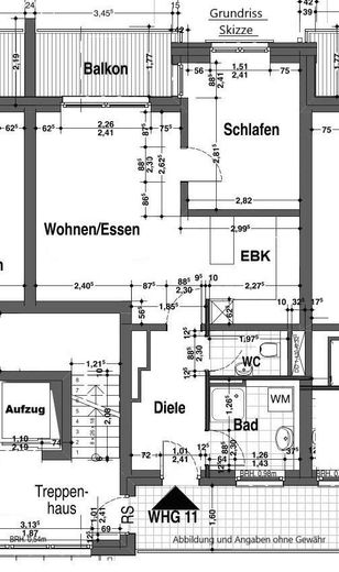 2-pokojowe mieszkanie w nowym budownictwie – Grundriss-Skizze