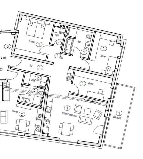 Zentrale Lage in Aschaffenburg: 4-Zimmer-Wohnung mit Balkon, Aufzug & Erstbezug nach Kernsanierung – फोटो 4