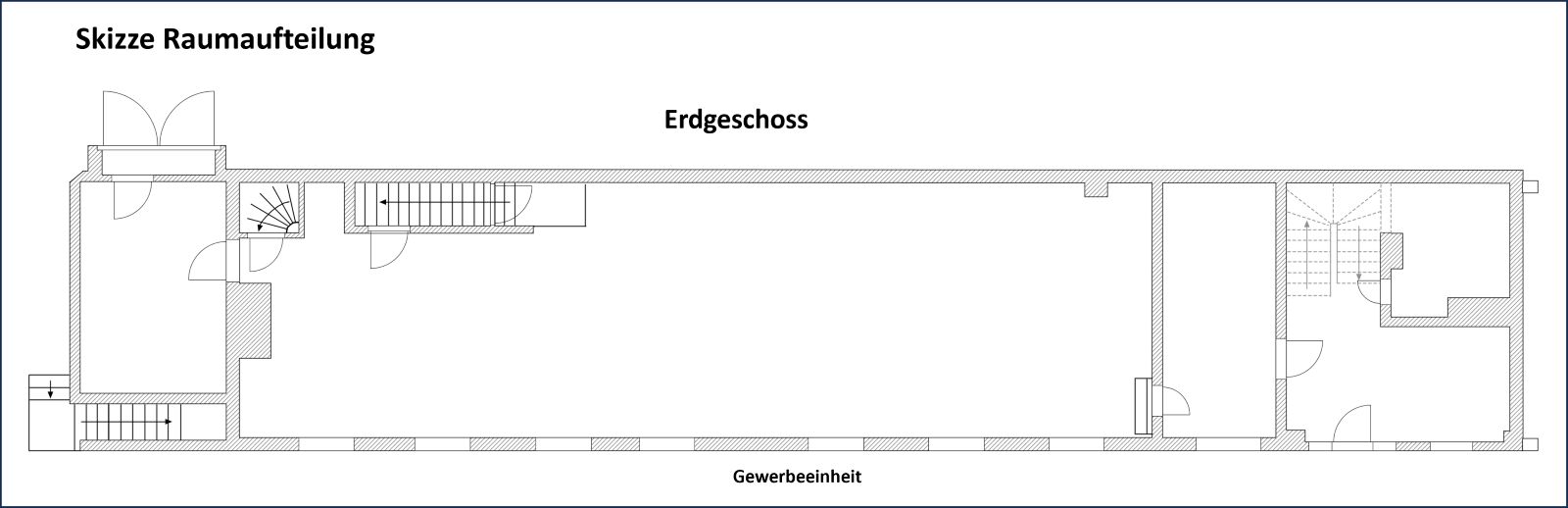 Großzügige Gewerbefläche für Praxis, Büro, Handel oder Wohnen + eine Eigentumswohnung (ohne Makler) – Skizze Raumaufteilung EG