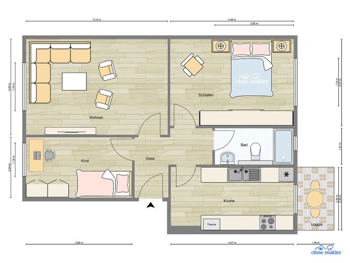 Erstbezug nach Sanierung, 2,5 Zimmer Wohnung mit Loggia, provisionsfrei – फोटो 4