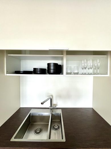 Möblierte 2-Zimmer-Wohnung in erster Reihe zum Main – Voll ausgestattete Einbauküche