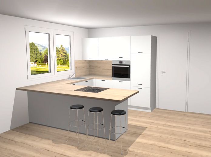 Sonnige 4-Zimmer Wohnung // Garten, EBK und hohen Decken // Neubau in Langenbach – Beispielküche II