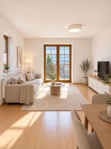 Bright 2.5-room apartment with balcony - In the heart of Cossebaude – Wohnzimmer