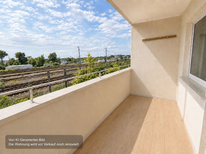 حرّ ومليء بالإمكانات: شقة من غرفتين مع شرفة جنوب غربية و1 كراج في Augsburg-Oberhausen – Balkon