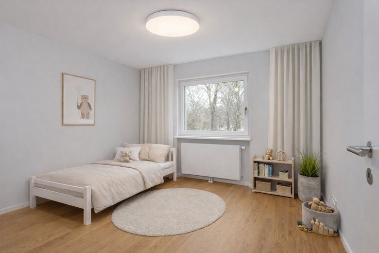 Wannsee · Erstbezug nach Kernsanierung · 3-Zi-Wohnung mit Süd-West-Balkon im Grünen · provisionsfrei – Kinderzimmer (Visu)