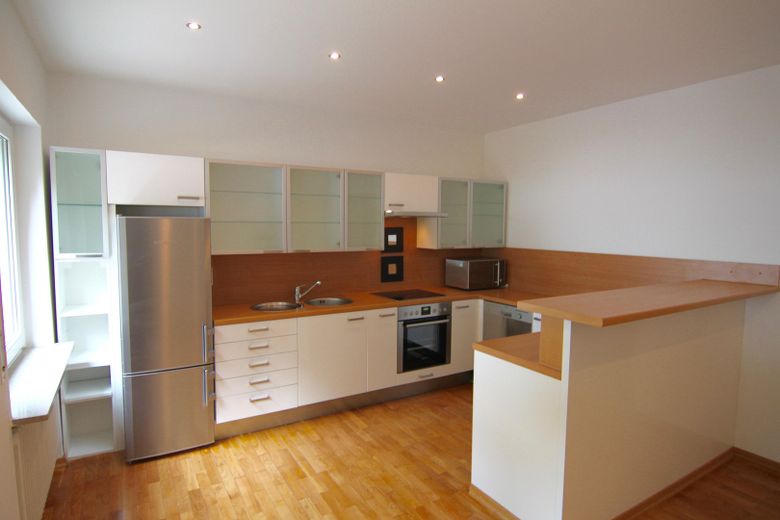 Vivienda lujosa en una zona residencial verde de HHL, en las afueras del centro de la ciudad, con jardín y plaza de aparcamiento para coche. – sehr große Küche