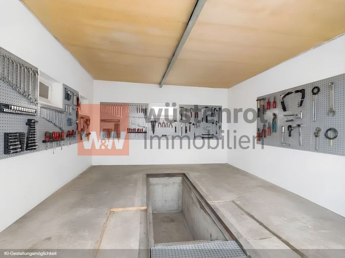 Großes Grundstück, Ponystall &amp; Nordseeluft - Familienhaus mit Herz im Luftkurort Hage – Garage 1 mit KFZ-Grube - KI Gestaltungsmöglichkeit