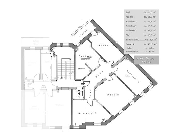 3-Zi. Wohnung + Balkon + Keller + Garten + Aufzug – फोटो 12