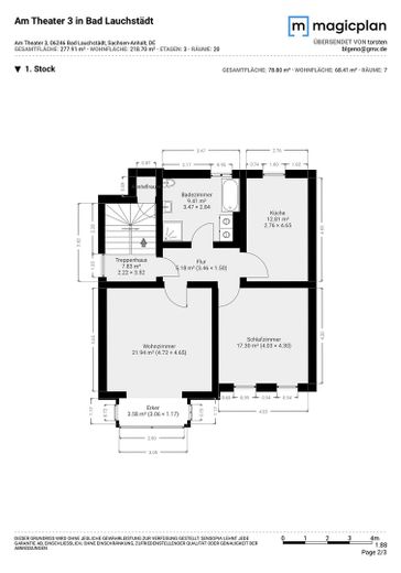 Schöne 2-Raumwohnung zentr. Lage in Bad Lauchstädt – Grundriss Wohnung