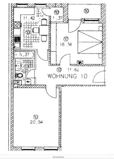 68 m², 2 Zimmer – Grundriss Würzburger Straße