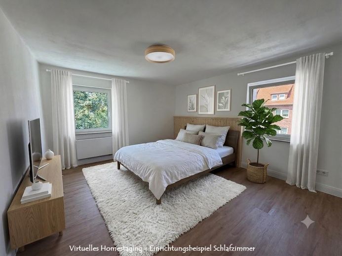 💖 EINZIGARTIGE 3-RAUM-EIGENTUMSWOHNUNG - DIREKT VOM EIGENTÜMER 💖 – Schlafzimmer (Virt. Stagiging)