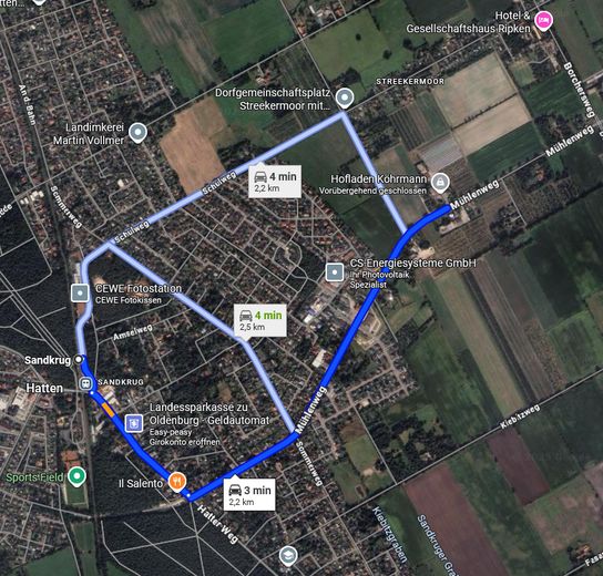 Lage - Zentrum Sandkrug 2,2 km