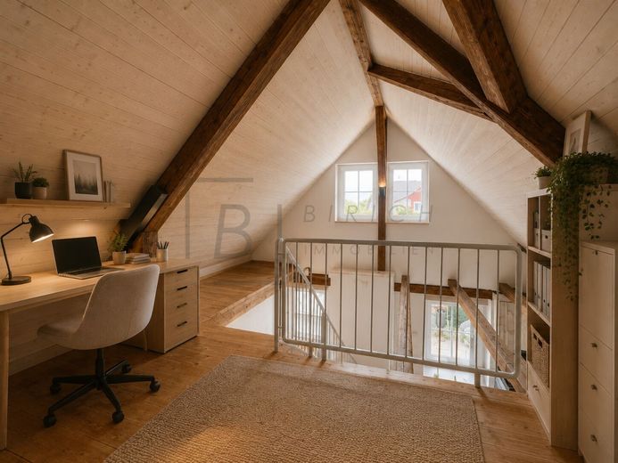 Galeriewohnung im Fachwerkstil - 5 Zimmer mit Loftcharakter &amp; 2 Stellplätzen – Wohnbeispiel mit virtueller Möblierung