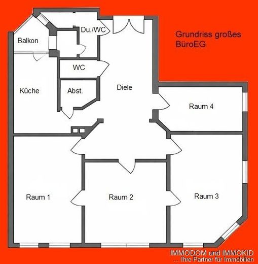Repräsentative Büroeinheit mit Balkon, großem Foyer, Küche, 2 WCs im Erdgeschoss zu vermieten! – Grundriss mitte