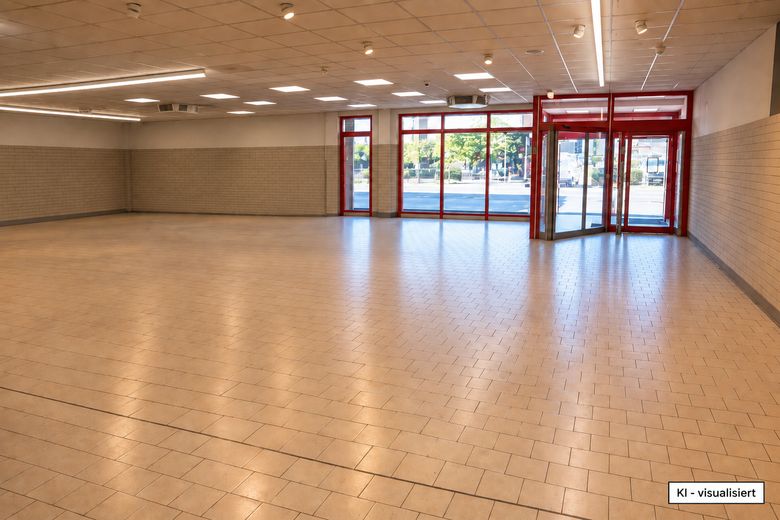 800 - 1000 m² Gewerbefläche mit großem Parkplatz neben Fitnessstudio und Neubau Penny Markt – Eingangsbereich - Visualisiert