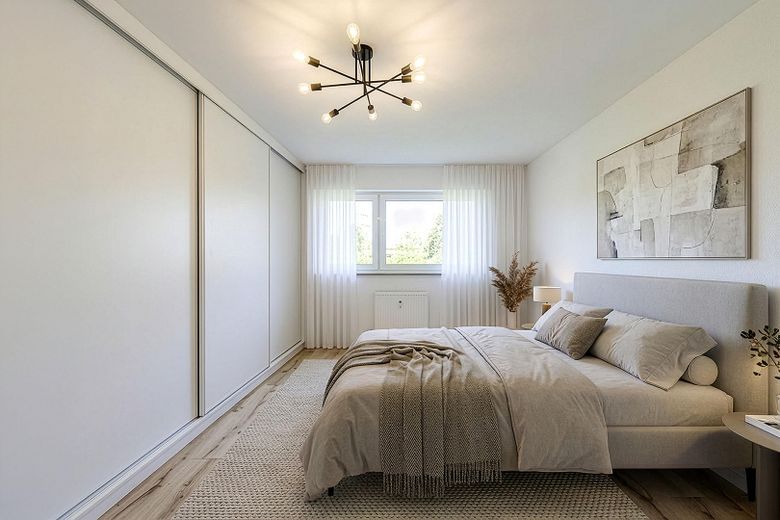 Einziehen und wohlfühlen – stilvolle 2,5-Zi-ETW mit Balkon, Erstbezug nach Kernsan., provisionsfr. – Schlafzimmer, KI