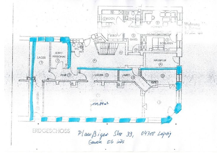 133 mq, spaziosa unità commerciale come superficie per negozio/ufficio o opzione abitativa in condominio plurifamiliare ristrutturato – Grundriss
