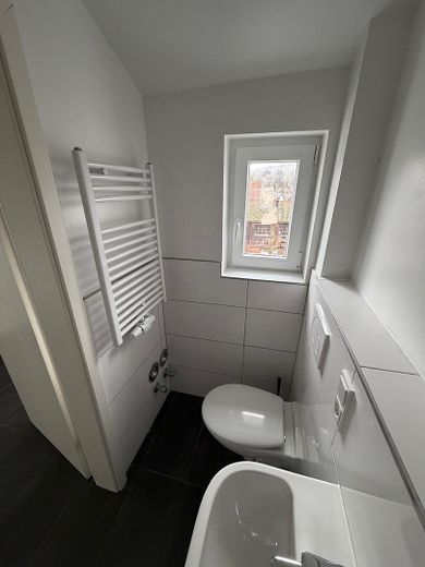 Kernsanierte Etagenwohnung, 1ZKB, Erstbezug – Badezimmer