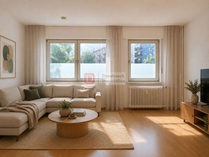 Top!! 1,5-Zimmer-Wohnung nahe der Alten Oper – Wohn- und Essbereich - Visualisierung einer möglichen Einrichtung