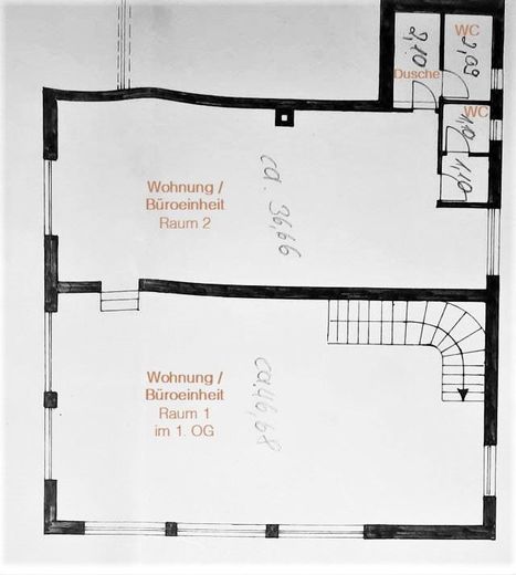 Grundriss Wohnung Büro 1. OG