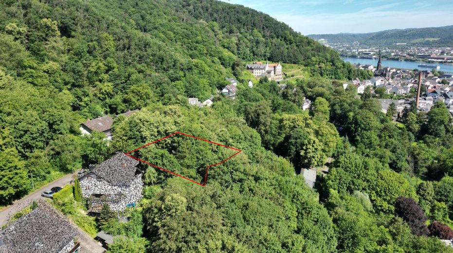 Terrain avec potentiel de vue sur le Rhin en bordure de village – Luftbild Grundstück