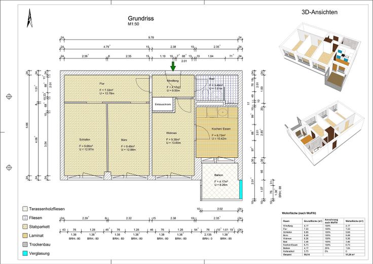 Commission-free & immediately available! 3-room apartment with loggia near Ostpark! – Grundriss Wohnung