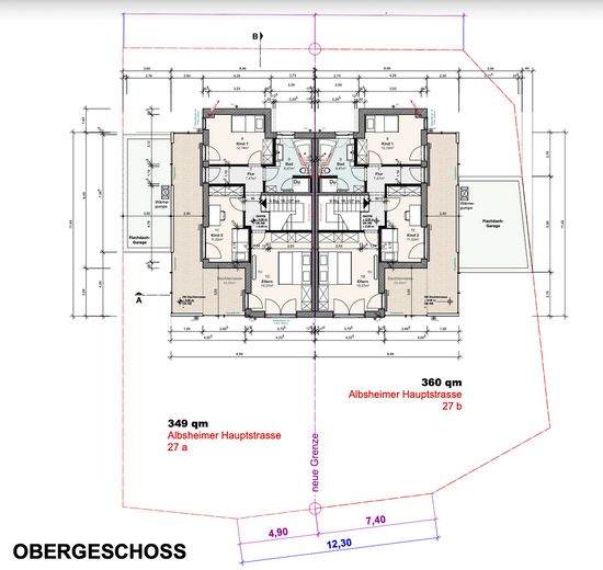 Neubau-Doppelhaushälfte mit ca. 171 m² Wohnfläche, Dachterrasse & Garage – Obergeschoss