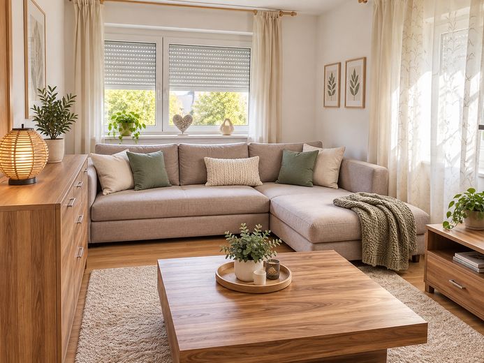 Charmante twee-onder-een-kapwoning met tuin, terras en volop ruimte om zich prettig te voelen – Wohnzimmer