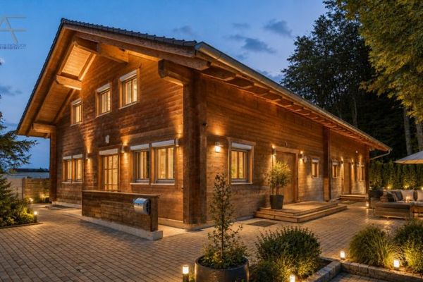 Arcydzieło ekologicznej architektury – ekskluzywny ekologiczny dom z bali na skraju lasu w Icking